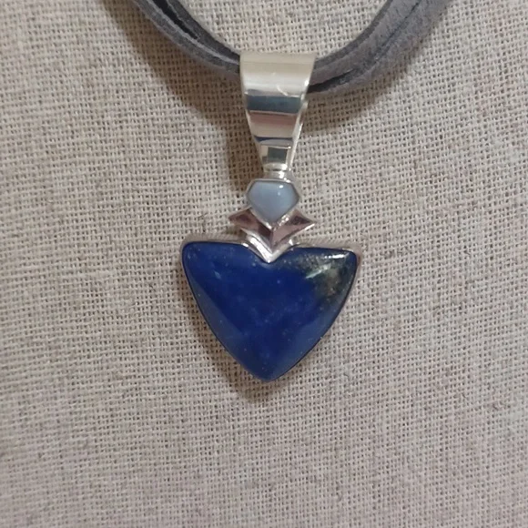 Jay King Lapis and Blue Agate Pendant with Suede Cord Necklace NEW - Picture 2 of 8